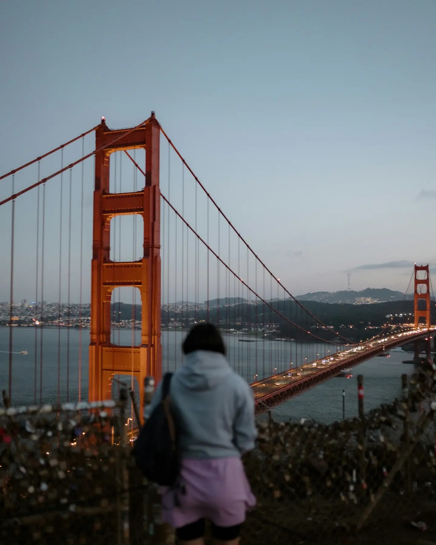 A ponte Golden Gate ao entardecer