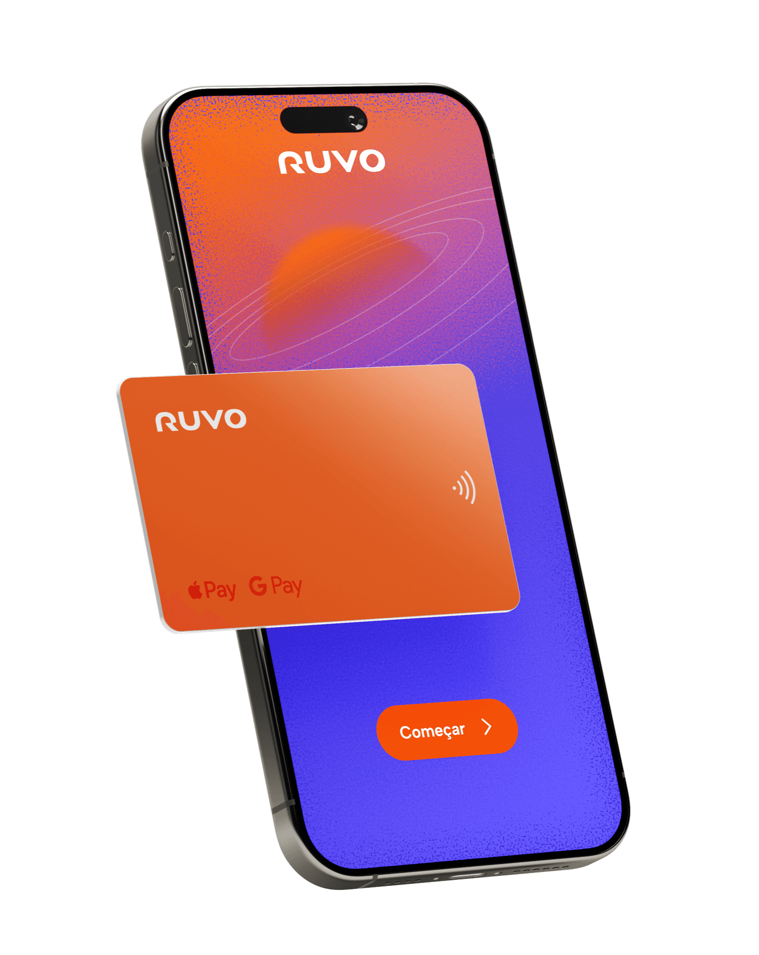App Ruvo exibido em um smartphone com o cartão Ruvo