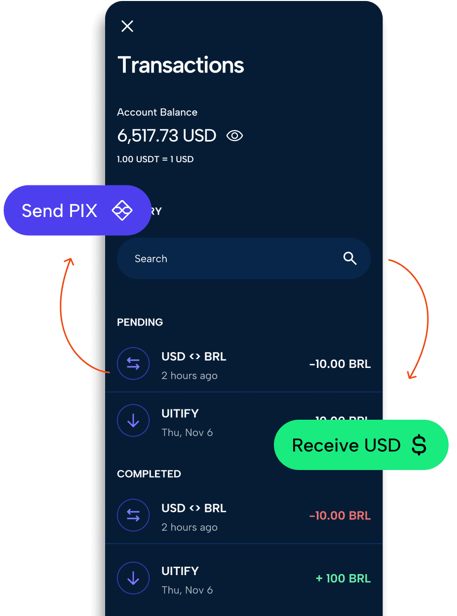 Ruvo app transactions screen